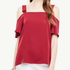 Ann Taylor Bow Cold Shoulder Blouse